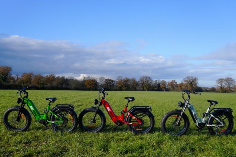 Gamme vélos électriques Agricyles CR24 vert, rouge et gris